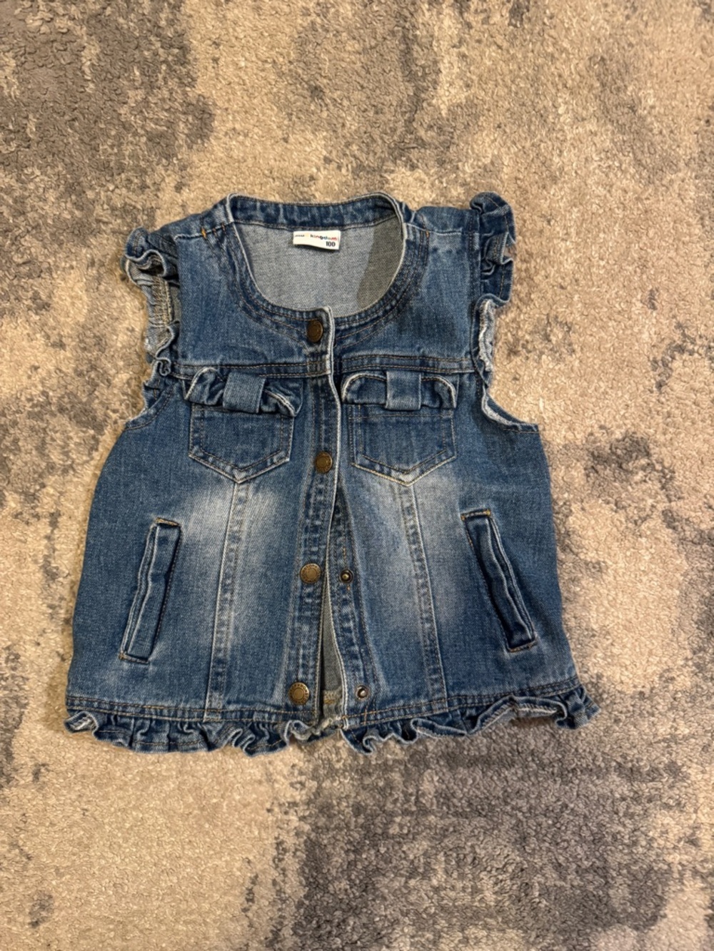 Mud Kingdon Girls Denim Ruffle Vest Jacket - Blue